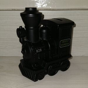 Vintage 828 Orient Express Black Metal Locomotive Train Coin Bank